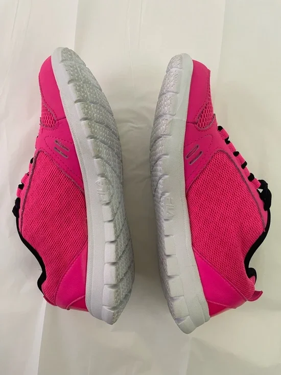 Fila Neon Pink & Black Mesh Lightweight Running Shoes Women's Size 7 - Picture 7 of 12
